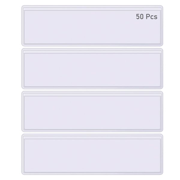 Lahviuu 50pcs Etikettenhalter Selbstklebend, Selbstklebende Etiketten Halter Namensschild Briefkasten Beschriftungsfenster,Kunststoff Karteikarte Etikettentaschen für Regal Supermarkt Schule