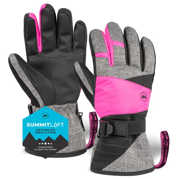 Tough Outdoors Women's Ski Gloves - Womens Snow Gloves - Winter Waterproof Snow Gloves - Adult Snow Gloves - Ladies Snowboarding Gloves