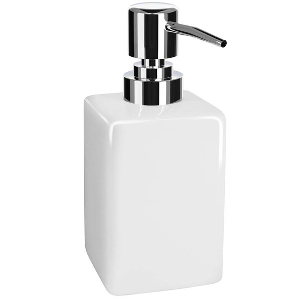 Nuscen White Soap Dispenser,300ml Hand Wash Dispenser, Square Ceramic Hand Soap DispenserPump Bottle Dispenser, Shampoo Lotion Bottle Soap Dispenser Bottle,For Bathroom/Kitchen/Hotel