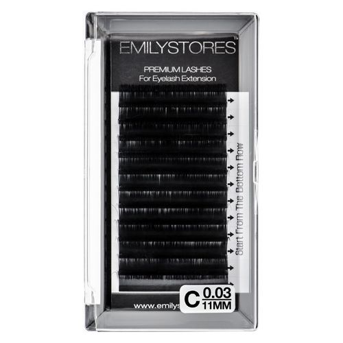 EMILYSTORES 0.03mm Thickness C Curl Eyelash Extension 11MM Fine Soft Light-Weight Volume Individual Lash For Easy Fan Eyelash Extensions (11MM)
