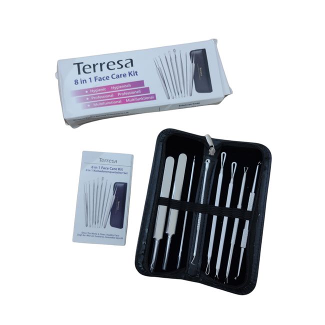 Teressa 8 in 1 Extractor Tool set, Stainless Steel Easy Acne Treatment NIB