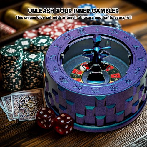 CZYY Roulette Dice - 7-in-1 Metal Spinner Dice Set, Unique Spinning Dice, Desk Fidget Gadget - Cool DND Role Playing Dice, Gift & Accessories for D&D, Tabletop RPG, Board Game (Blue)