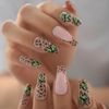 Nude Butterfly Leopard Press On Nails, Medium-Long, Glue On False Set,24 Pcs Kit