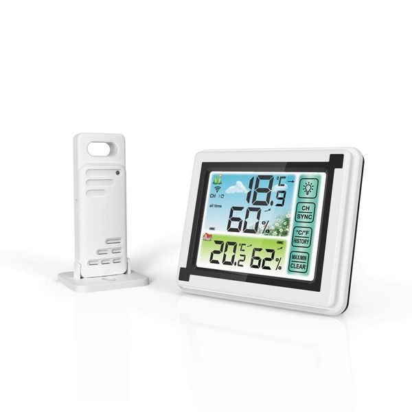 DollaTek Stazione meteorologica wireless con sensore esterno per interni Termometro digitale igrometro con ampio schermo LCD per casa e ufficio