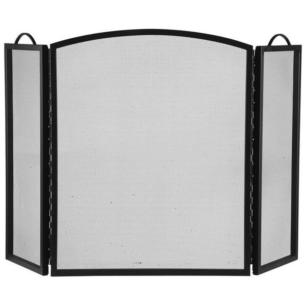 NEW SIMPLE SPACES 0271361 3 PANEL METAL BLACK STOVE FIREPLACE SCREEN  32 X 52