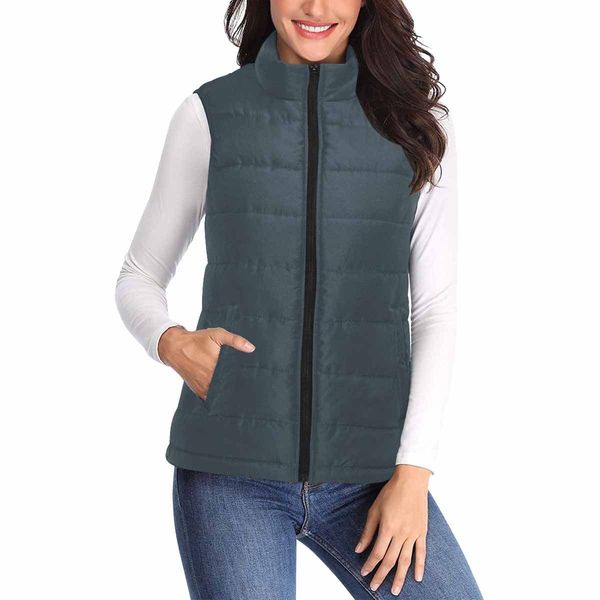 Womens Puffer Vest Jacket / Charcoal Black - M