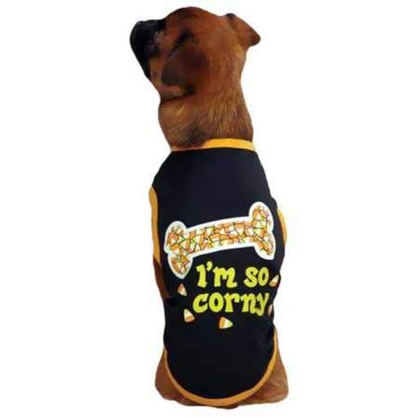 Casual Canine I'm So Corny Tee for Pets, Small, Black