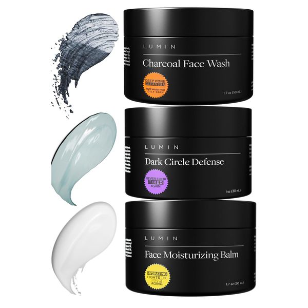 Lumin - Dark Circle Repair Set - Skin Care Kit for Men - Dark Circle Defense, Charcoal Face Wash, Moisturizer - Helps with Tired Eyes, Dark Spots, Uneven and Dull Skin - 2 month supply