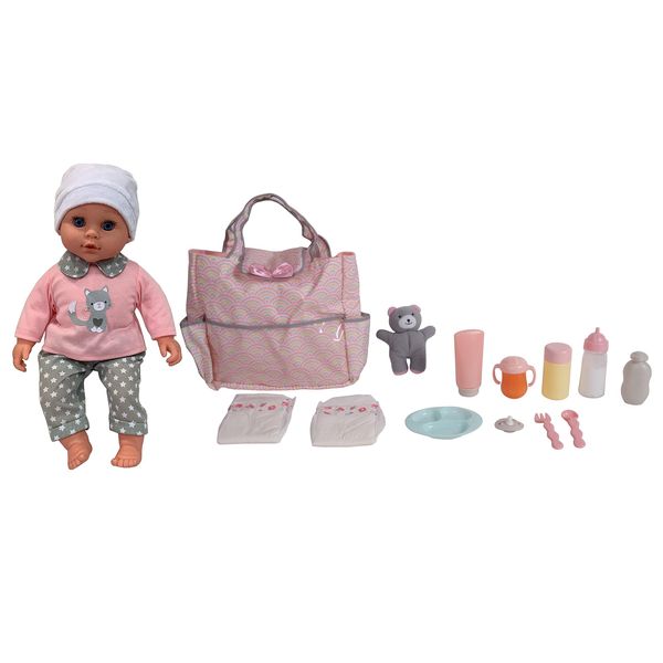 Dream Collection 16" Baby Doll with Diaper Bag Set