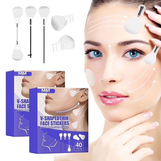 80 StüCk Face Lifting Tape, Fadenlifting Tapes ,Gesicht V-Form , Make-Up , Lift Werkzeuge , Unsichtbare DüNne Aufkleber