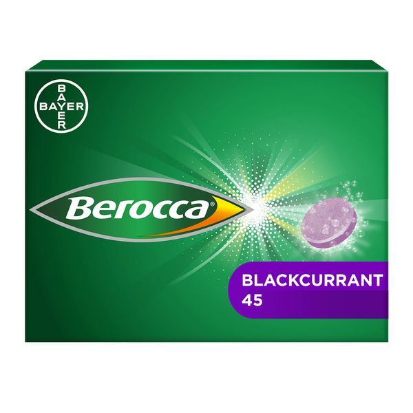 Berocca Vitamin C Effervescent Blackcurrant Flavour Tablets, Pack of 45