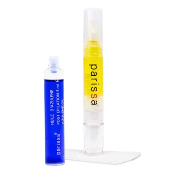 Parissa Waxing Pen Hair Removal Kit for Eyebrows with After Care Azulene Oil, Women, Blue, 2 Count
