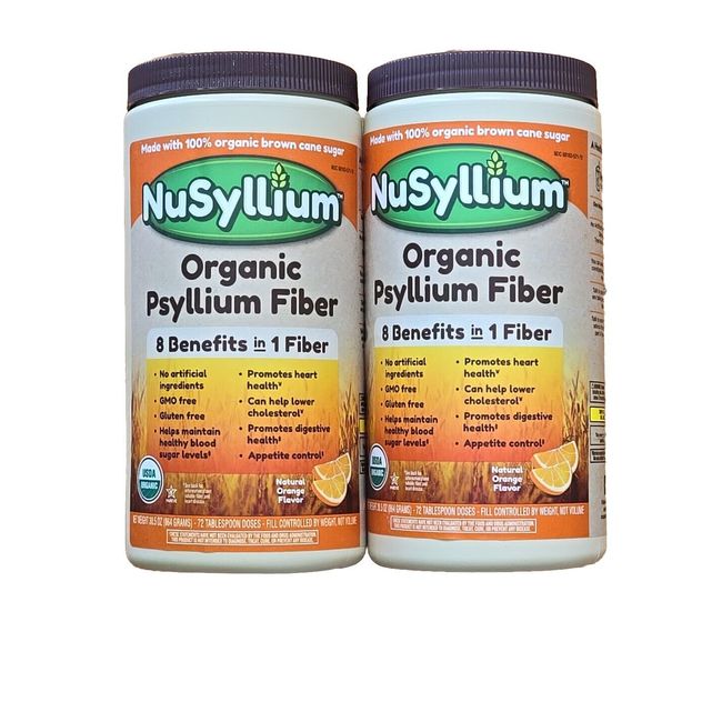 NuSyllium Powder Organic Natural Fiber Natural Orange Flavor, 30.5 oz ea (2-Pack