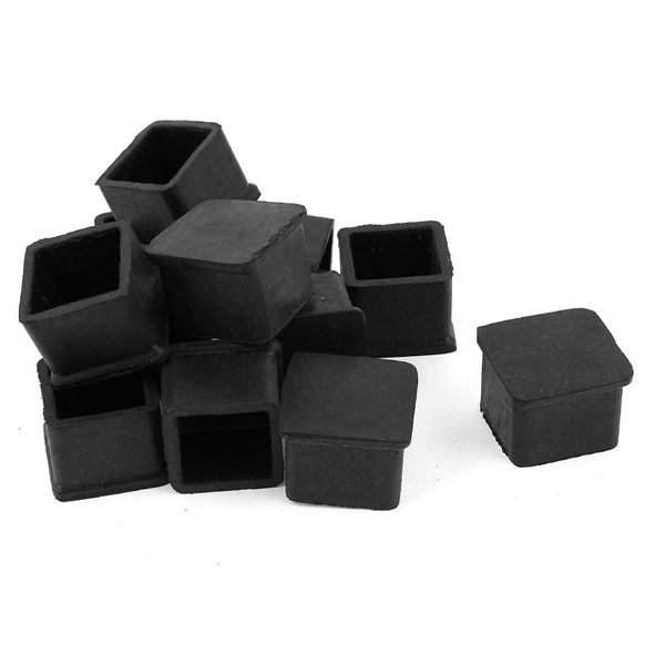 uxcell Pipe Leg Cap, Rubber Legs, Square Pipe Cap, Black, Rubber, 1.0 x 1.0 inches (25 x 25 mm), Set of 12