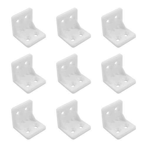 Rierdge 30 Pcs White Plastic Corner Brace L Bracket, 1 x 1 inch Right Angle Brackets, Right Angle Bracket for Tables, Furniture, Shelves with Screws