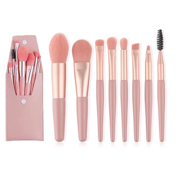 Professional Makeup Brushes Set,Portable Make Up Brushes,8Pcs Make Up Brushes Set with Eyeshadow/Eyebrow/Powder/Cosmetic Brush and Cosmetic Bag,Mini Size Makeup Brusher