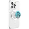 Dark Gray Initial Letter B On Silver Light Blue PopSockets PopGrip for MagSafe