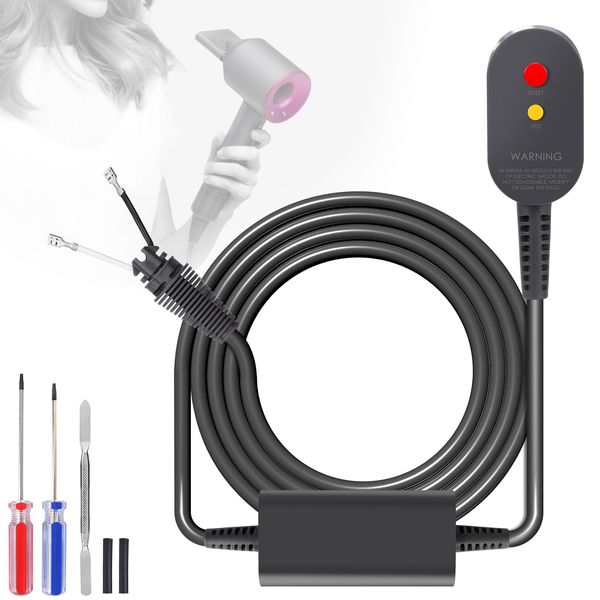 Hair Dryer Power Charger Cable Compatible with Dyson Hair Dryer Power Cord Cable Adapter Plug, Replacement for Dyson Hair Dryer Power Charger Cable Repair line, 110V Power Cord Repair Set