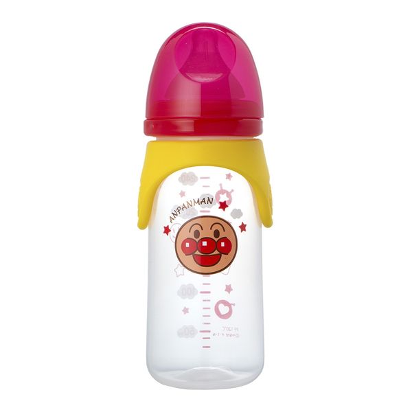 LEC Anpanman Baby Bottle, Wide Mouth Type, 8.5 fl oz (240 ml) (Cross Cut) 3 Months and Up (More Volume), Plastic