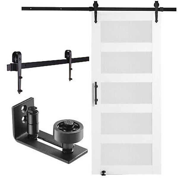 VEVOR Barn Door and Hardware Kit 36" x 84" Wood and Glass Sliding Barn Door Kit