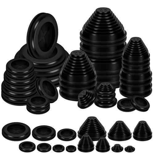 Hilitchi 28PCS 7 Sizes Rubber Grommets Assortment Kit 7/8" 1" 1-3/16" 1-3/8" 1-19/32" 2" 2-3/8" Tower Shaped Rubber Grommet Double-Sided Rubber Grommet for Electrical Appliance Grommet Wire Protection