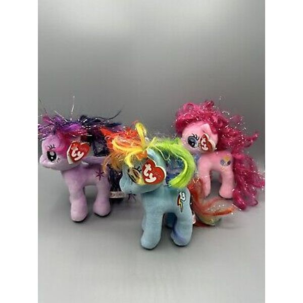 Ty Sparkly Beanie My Little Poppy Plush Teddy Toys Horse Twilight Rainbow Pinky