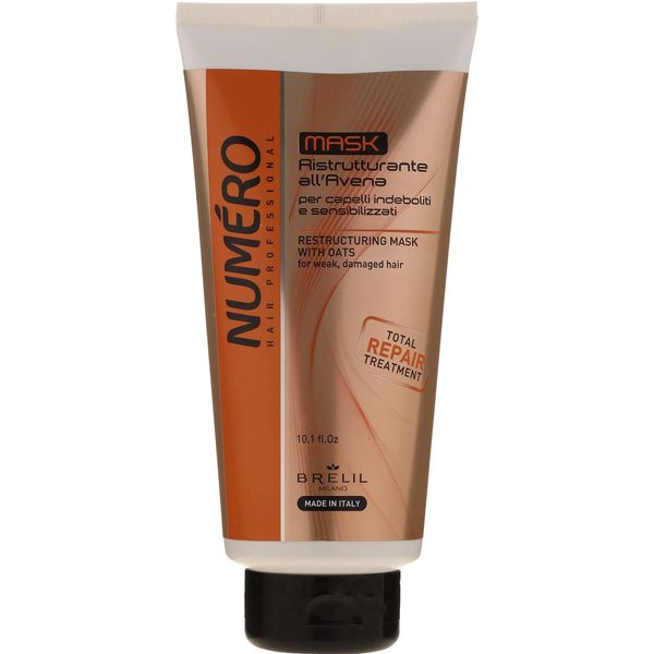 Brelil Numero Restructuring Cream Mask Hair with Oat Extracts (10.1 fl.oz)