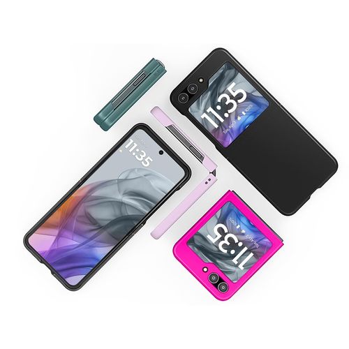 KEKBOXQ Case for Motorola Razr 2025/Razr 2024 Cover,Moto Razr 2024 Phone Case with Front Screen Protector,Slim-Fit Hard PC Bumper Shockproof Protective Cases for Motorola Moto Razr 2024 5G,Pink