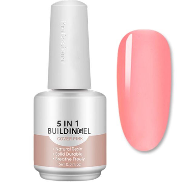 HERBENJOY Builder Gels 5 In 1 Nail Extension Gel 15ml Pink Strengthening Gel Base Gel Color Gel Nail Polish Foundation Gel Rhinestones Glue Gel For Nail Art (03 Nude)