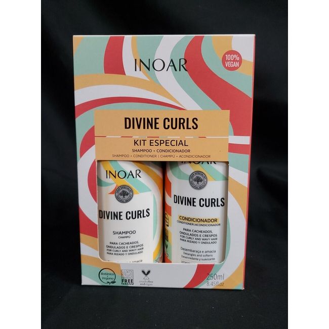 INOAR Divine Curls Shampoo + Conditioner Kit Special 8.45fl.oz ea VEGAN NEW