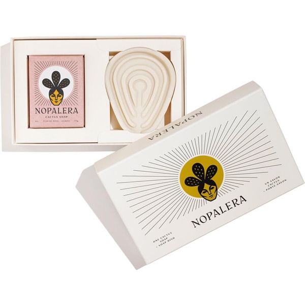 Nopalera Bar Soap & Dish Gift Set - Natural Body and Face Cleanser, Moisturizing and Exfoliating, Soft Skin Care Made With Clean, Vegan Ingredients, 4 oz