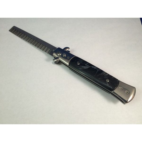 Metal Switchblade Comb - Black