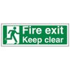 V Safety Fire Exit Keep Clear Sign - 300mm x 100mm - 2mm Rigid Plastic