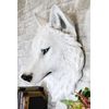 Large Ghost Albino Snow White Wolf Head Wall Decor Plaque 16"H Direwolf Figure