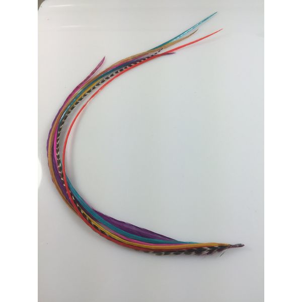 Feather Hair Extension 8"-11" Multi Color W/natural Colors Feathers Hair Extension -8 Feathers