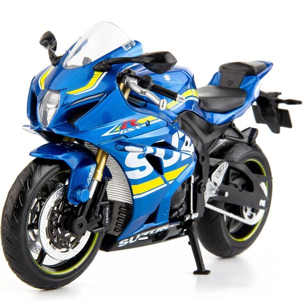 MSZ 1/12 Compatible for Suzuki GSX-R1000 Motorcycle Toy,Collector Motorcycle Modle with Display Stand,Toy Motorcycles for 3-9 Year Old Boys Blue