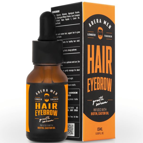 Abera Hair Growth Serum for Hair Loss, Natural Hair Regrowth Treatment for Hair & Beard with Biotin & Castor Oil