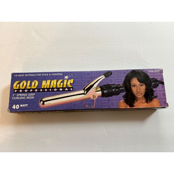 Gold Magic Professional 24K Gold Plated Barrel 1" Spring Grip Curling Iron