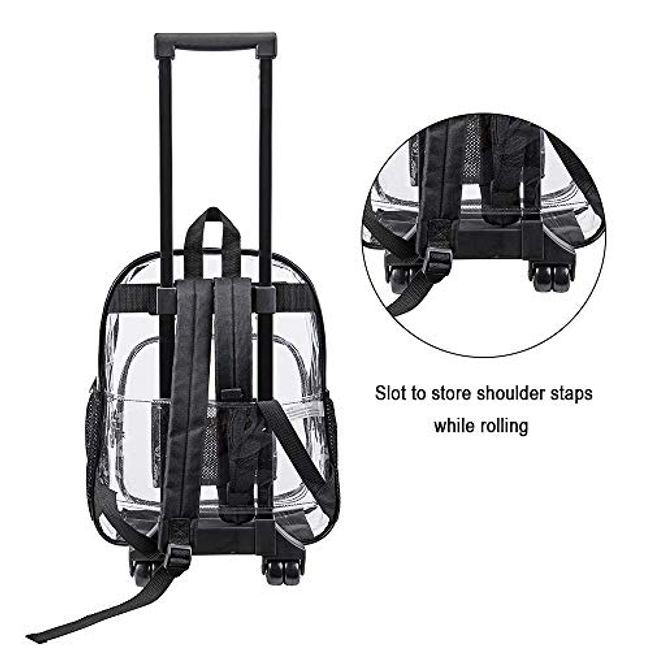 Rolling hotsell clear backpack