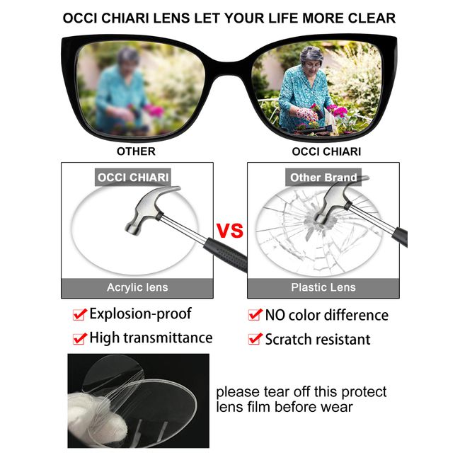 OCCI CHIARI Women's 1.50 Reading Glasses Sunglasses Blue Light Sunglass UV  Protection Bling Readers 1.0 1.25 1.5 1.75 2.0 2.25 2.5 2.75 3.0 3.5 with  Acrylic Lens 