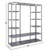 Portable Folding Clothes Closet Wardrobe Storage Organizer with Non-Woven Fabric Dust Resistant 150 x 45 x 175 cm (Gray)