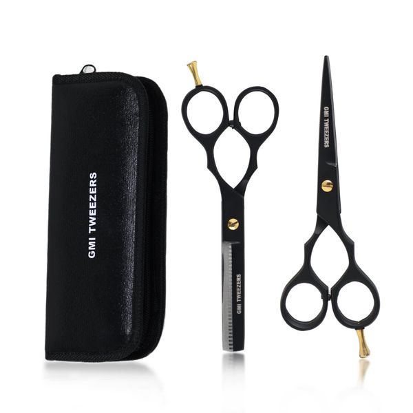 GMI-TWEEZERS™ - Professional Barber Scissors - Hair Cutting Scissors for Professionals, and Home Use - Hair Scissors for Men and Women - Hairdresser Hair Shears Trimming Set - Pack of 2