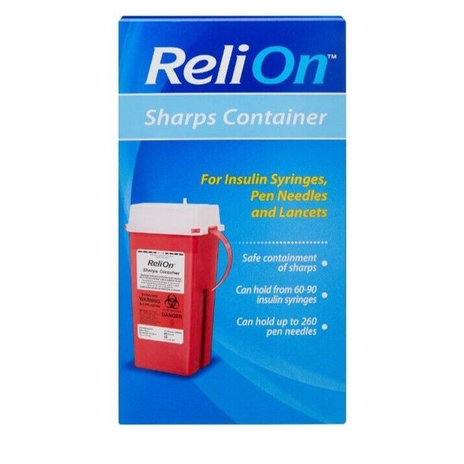 Relion Sharps Container For Insulin Syringes, Pen Needles, And Lancets 60-90 Day