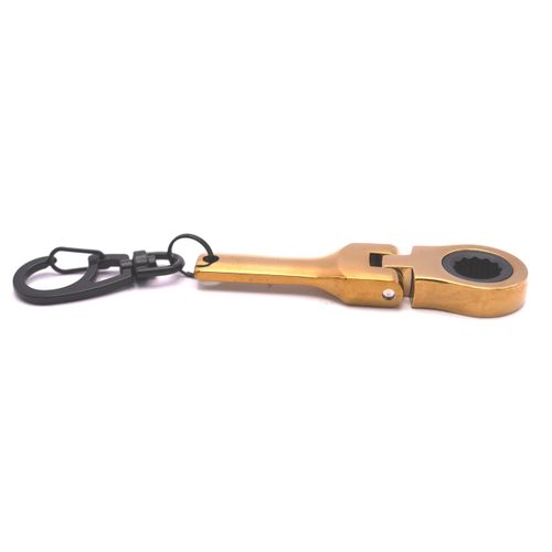 GT//Rotors Gold 10mm Ratchet Wrench Keychain Key Ring (Free Bonus: 3FT Tape Measurement)