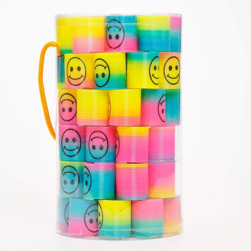 PowerTRC 72 Pcs Mini Slinky Party Favors Mini Slinkies Bulk, Emoticon Rainbow Spring Toys Goodie Bag Stuffer, Coil Spring Toy for Carnival Prize Classroom Exchange Gifts