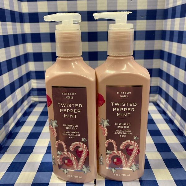 2X Twisted Peppermint Gel Hand Soap  Bath & Body Works - 1 Damaged Cap