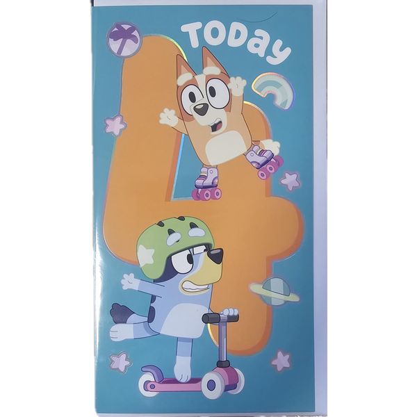 Age 4 BLUEY Birthday card