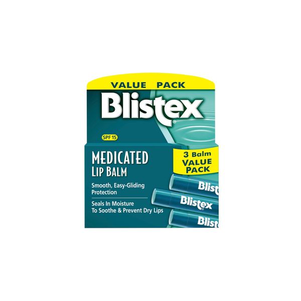 Blistex Medicated Lip Balm, 0.15 Ounce, 3 Count (Pack of 1) Prevent Dryness & Ch