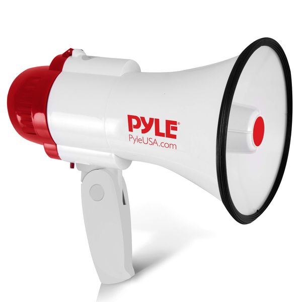 Pyle Megaphone Speaker Lightweight Bullhorn - Built-in Siren, Adjustable Volume Control and 800 Yard Range - PMP30