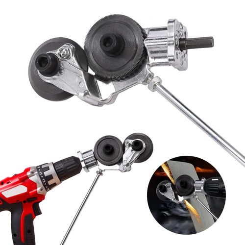 Metal Nibbler Drill Attachment with Adapter, Electric Drill Plate Cutter, Electronic Drills Plate Cutter, Sheet Cutter for Cutting Iron, Tinplate, Steel, Copper, Aluminium